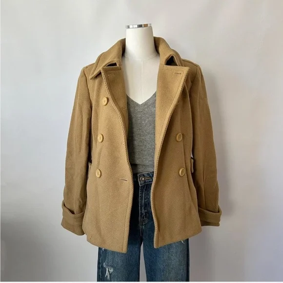 Express Design Studio Wool Blend double-breasted Peacoat Medium - Picture 3 of 8